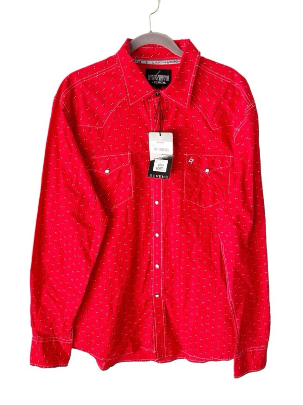 Cinch Garth Brooks Sevens Red Pearl Snap Western Shirt Size Large NWT